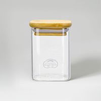 Square glass Jar mini with bamboo lid