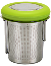 Tea Strainer Stainless Steel with Foldable Wings and Lid Saucer Mirror Polish - Green Tea Strainer Stainless Steel with Foldable Wings and Lid Saucer Mirror Polish - Green