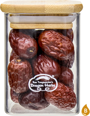 Red Jujube Dates with Pits in Glass Jar