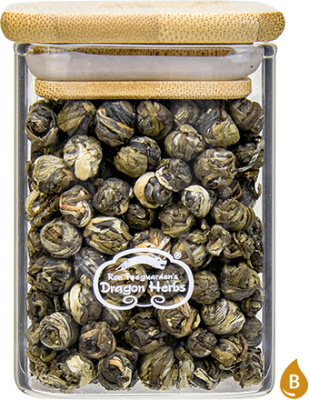 Green Tea Jasmine Pearl in Glass Jar 2.6 oz