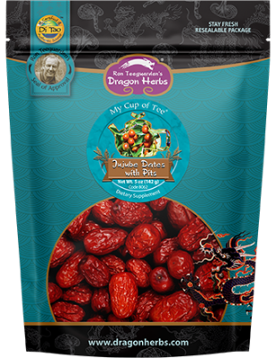 Red Jujube Dates with Pits in Teal Pouch 5 oz