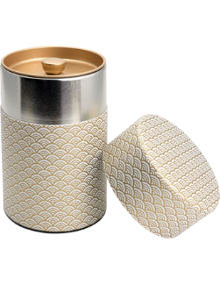 Washi Tin Tea Canister White Wave 5.3 oz