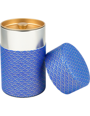 Washi Tin Tea Canister Blue Wave 5.3 oz