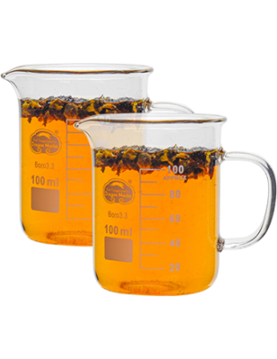 Glass Tea & Elixir Maker Brewing Beaker Mug Cup (set of 2) 3.4 oz (100 ml)