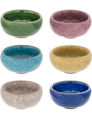 Ice Crackle Tea Cups, Set of 6 colors