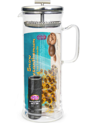 Glass Tea Elixir Maker 32 oz + Snow Chrysanthemum Samples + Recipe Card + Sweetfruit Mini Drops