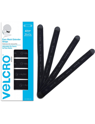 Velcro Mask Extenders- Black, 4pk