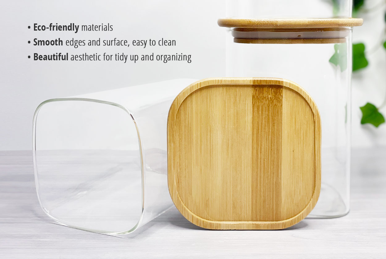 Glass Food Storage Containers with Eco-Friendly Bamboo Wooden Lids